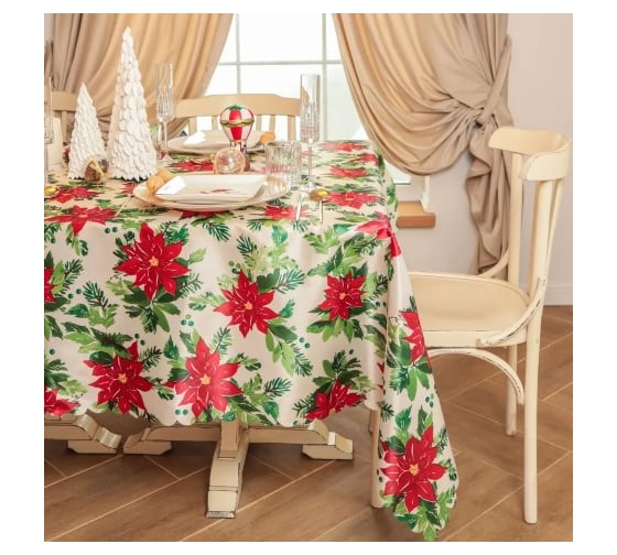 Скатерть Доляна Сhristmas flowers 145x180 см, 100 % полиэстер 10389065