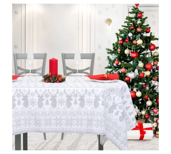 Скатерть Доляна Сканди стиль 220x146 см, 100% хлопок, 164 г/кв.м 3810791