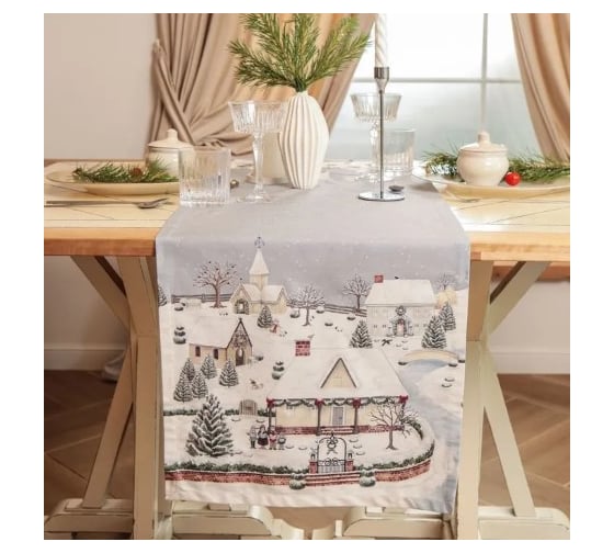 Дорожка Этель Зимняя деревня 40x149 см, 100% хлопок, саржа 190 г/кв.м 10658935 1