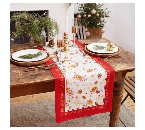 Дорожка на стол Этель Golden Christmas 40х147 см, 100% хлопок, саржа 190 г/кв.м 5135204