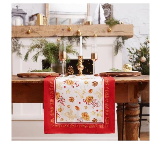 Дорожка на стол Этель Golden Christmas 40х147 см, 100% хлопок, саржа 190 г/кв.м 5135204