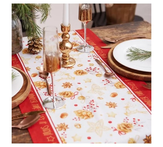 Дорожка на стол Этель Golden Christmas 40х147 см, 100% хлопок, саржа 190 г/кв.м 5135204