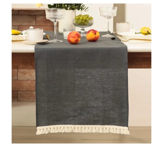 Дорожка на стол Этель Linen style 40x146 см, цвет серый микс,100% лен 10353319 1