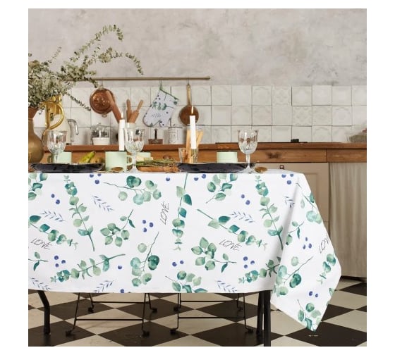 Скатерть Этель Eucalyptus 146x180 см, 100% хлопок, саржа 190 г/кв.м 5511228