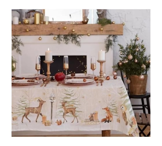 Скатерть Этель Christmas forest скатерть 150х220 +/-3 см с ГМВО, 100% хлопок, 190 г/кв.м 5072934