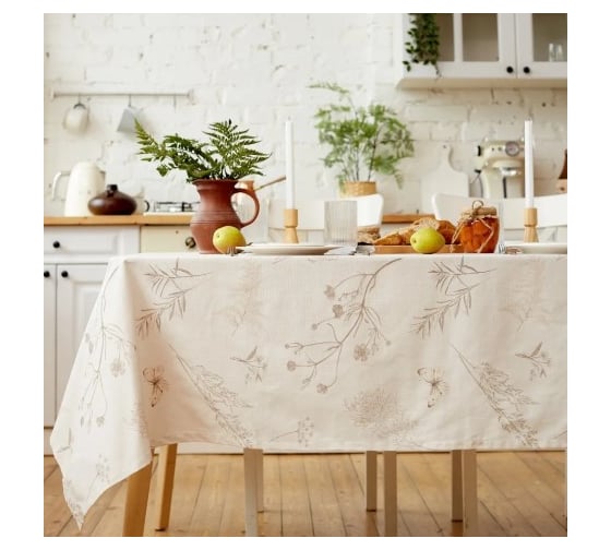 Скатерть Этель Flower herbarium 146x180 см, 100% хлопок, репс 210 г/кв.м 10283415 1