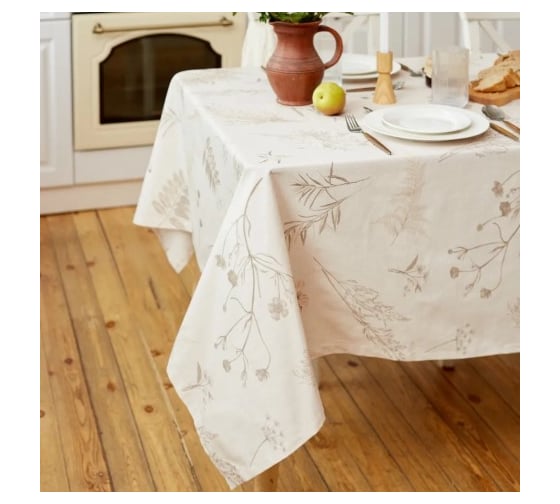 Скатерть Этель Flower herbarium 146x180 см, 100% хлопок, репс 210 г/кв.м 10283415