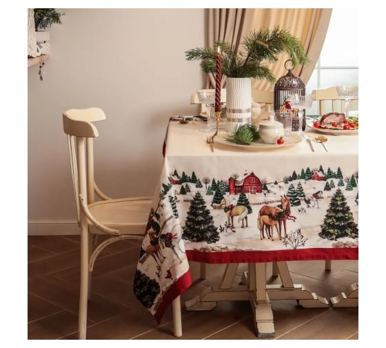 Скатерть Этель New Year's farm 110x149 см, 100% хлопок, саржа 190 г/кв.м 10658897