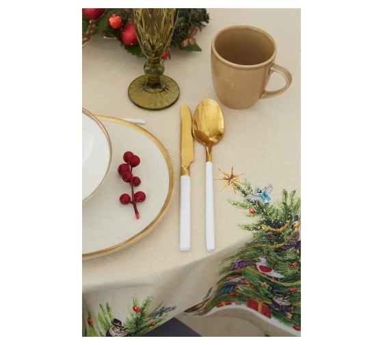 Скатерть Этель Noble Christmas диаметр 150 см +/-3 см с ГМВО, 100% хлопок, саржа 190 г/кв.м 7319017
