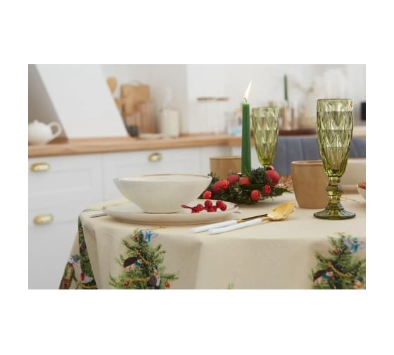Скатерть Этель Noble Christmas диаметр 150 см +/-3 см с ГМВО, 100% хлопок, саржа 190 г/кв.м 7319017