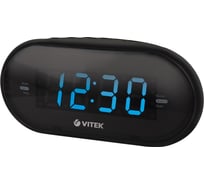 Радиочасы VITEK PLL FM тюнер с памятью на 10 AM/10 FM станций 6602-VT(BK)