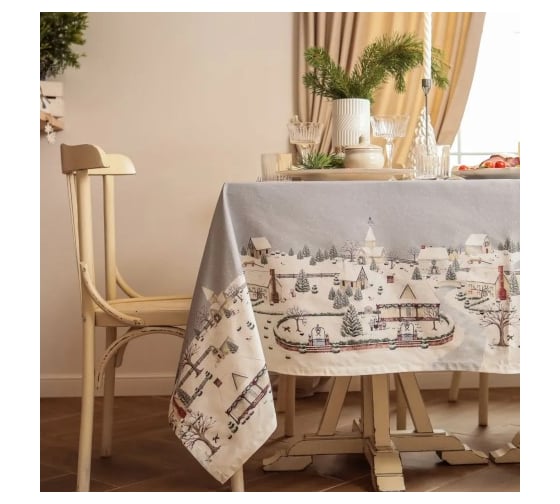 Скатерть Этель Зимняя деревня 110x149 см, 100% хлопок, саржа 190 г/кв.м 10658904