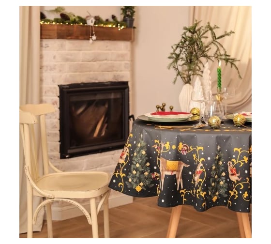 Скатерть Этель Fairy tale диаметр 150 см +/-3 см с ВГМО, 100% хлопок, саржа 190 г/кв.м 10554212