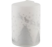 Свеча Волшебная страна Deco Christmas Олени 56x80 серебро на белом 103291