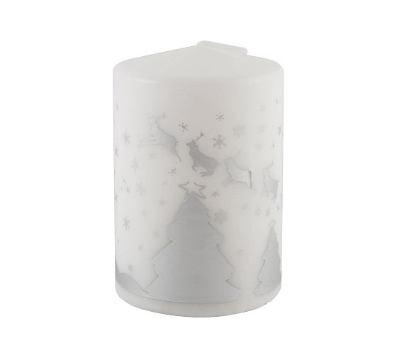 Свеча Волшебная страна Deco Christmas Олени 56x80 серебро на белом 103291
