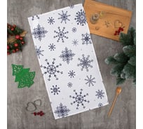 Полотенце Доляна Синие снежинки 40x70 см, 100% хлопок, 164 г/м2 4478735