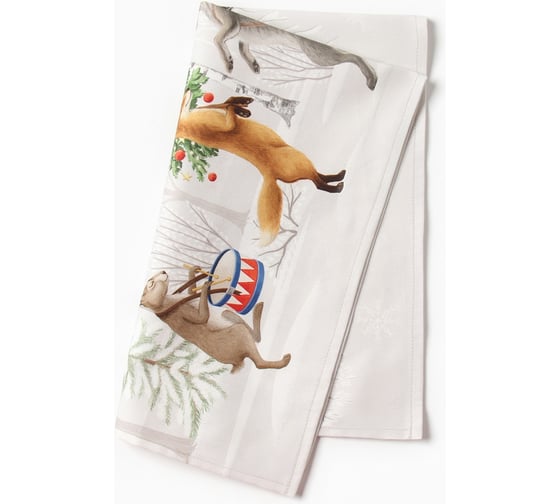 Кухонное полотенце Этель Лесные звери 40x70 см, 100% хлопок, саржа 190 г/м2 10404601 1