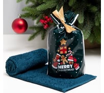 Махровое полотенце Экономь и Я Merry Christmas 30х60 см, синий, 100% хлопок, 340 г/м2 9177090