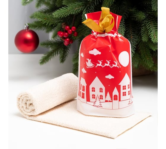 Махровое полотенце Экономь и Я Город 30х60 см, молочный, 100% хлопок, 340 г/м2 9177096 1