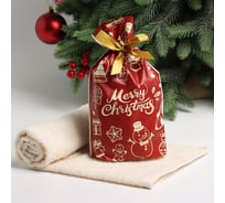 Махровое полотенце Экономь и Я Merry Christmas 30х60 см, молочный, 100% хлопок, 340 г/м2 10613609