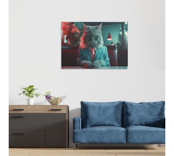 Картина Симфония Кот в кафе 50x70 см 1-313
