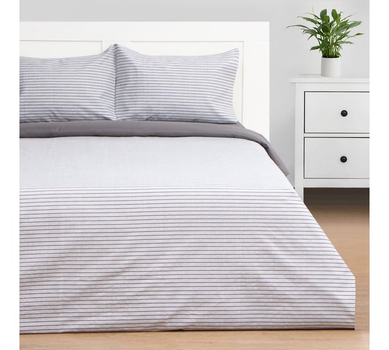 Комплект постельного белья Этель евро Stripes 200х215 см, 225х240 см, 50х70± 3 см 2 шт, новосатин 10326534 1