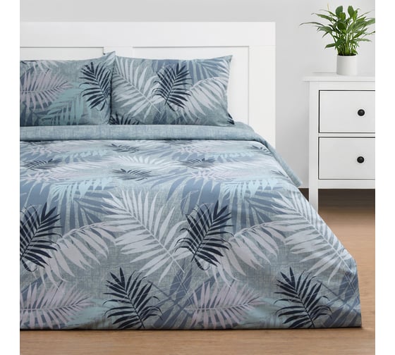 Комплект постельного белья Этель дуэт Areca palm, 143х215 см, 2 шт, 220х240 см, 50х70 см, 2 шт, поплин, 125 г/кв.м 10389648 1