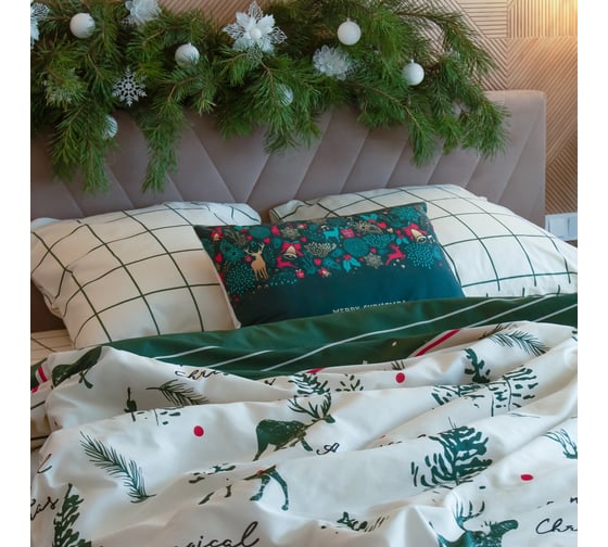 Комплект постельного белья Этель евро Magical Christmas 200х217 см, 220х240 см, 70х70 см 2 шт, бязь 7733881