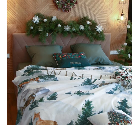 Комплект постельного белья Этель 2 спальный Winter village 175х215 см, 200х220 см, 70х70 см 2 шт, бязь 125 г/кв.м 7356780