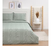 Комплект постельного белья LoveLife Tufting евро Орнамент 200х217 см, 230х240 см, 50х70 см, 2 шт, цвет зеленый, 110 г/кв.м 10323101