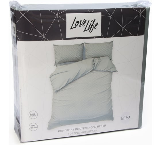 Комплект постельного белья LoveLife Tufting 2 спальный Квадрат 175х215 см, 200х230 см, 50х70 см, 2 шт, цвет зеленый, 110 г/кв.м 10323082