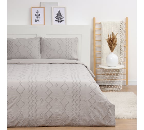 Комплект постельного белья LoveLife Tufting дуэт Орнамент 143х215 см, 2 шт, 230х240 см, 50х70 см, 2 шт, цвет серый, 110 г/кв.м 1032311 10323111 1