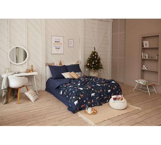 Комплект постельного белья Этель 1.5 сп Winter animals 143х215 см, 150х214 см, 70х70 см 2 шт, бязь 4935595