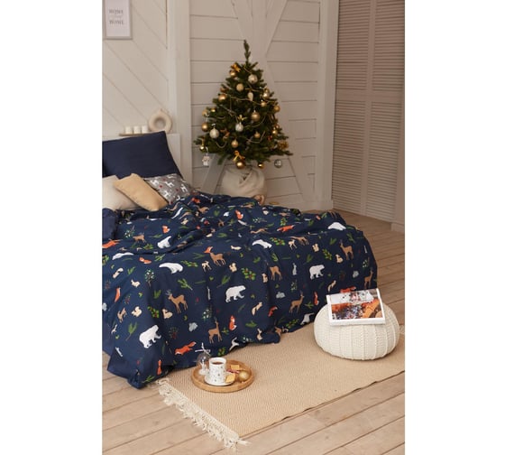 Комплект постельного белья Этель 2 спальный Winter animals 175х215 см, 200х220 см, 70х70 см 2 шт, бязь 4935596