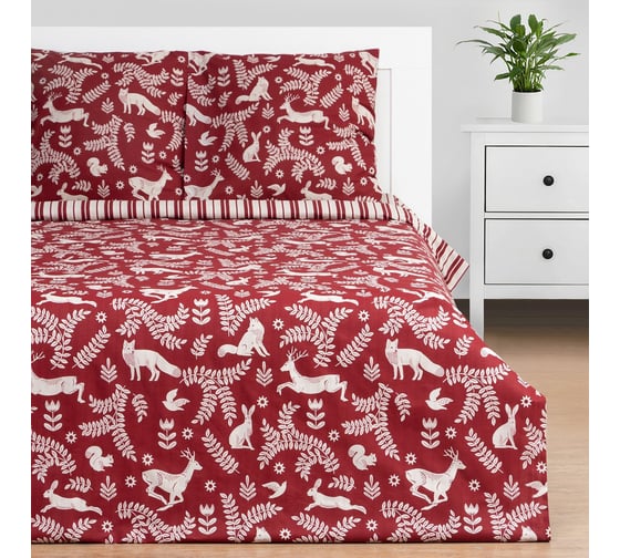 Комплект постельного белья Этель евро Christmas time 200х217 см, 220х240 см, 70х70 см 2 шт, поплин 7733869