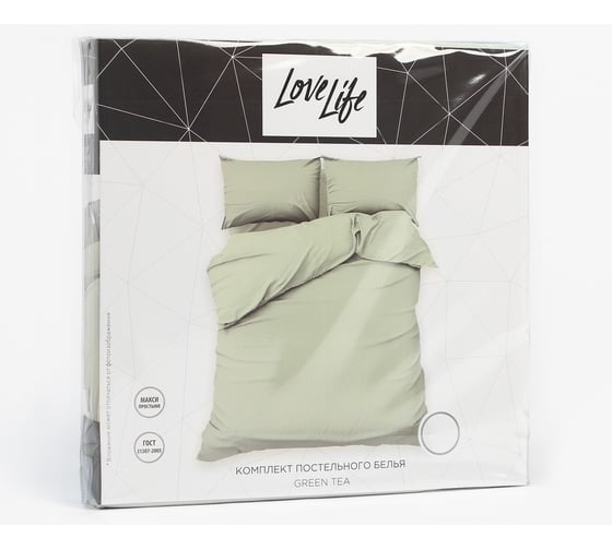 Комплект постельного белья LoveLife евро Green tea 200х215 см, 225х240 см, 50х70± 3 см, 2 шт, микрофибра 85 г/кв.м 9444921