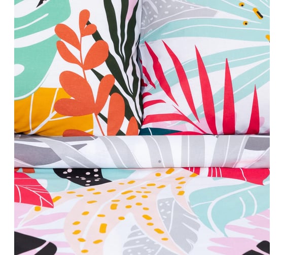 Комплект постельного белья Этель 2 спальный Сolored tropics 175х215 см, 200х220 см, 70х70 см 2 шт, бязь 5181609