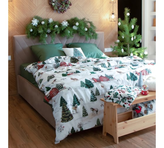 Комплект постельного белья Этель Winter ranch 1.5 сп 143х215 см, 150х214 см, 70х70 см 2 шт, поплин 125 г/кв.м 10385157 1