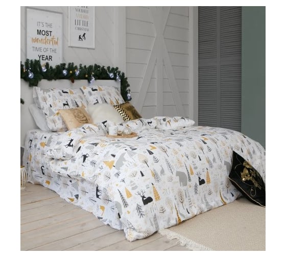 Комплект постельного белья Этель 2 спальный Let it snow (вид 1) 175х215 см, 200х220 см, 70х70 см 2 шт, бязь 4349496