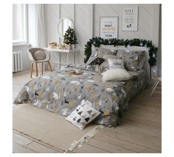 Комплект постельного белья Этель Дуэт Let it snow (вид 2) 143х215 см 2 шт, 220х240 см, 70х70 см 2 шт, бязь 4349494