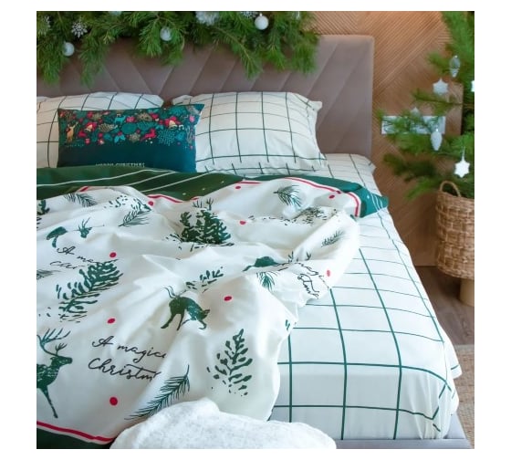 Комплект постельного белья Этель дуэт Magical Christmas 143х215 см 2 шт, 220х240 см, 70х70 см 2 шт, бязь 7733882