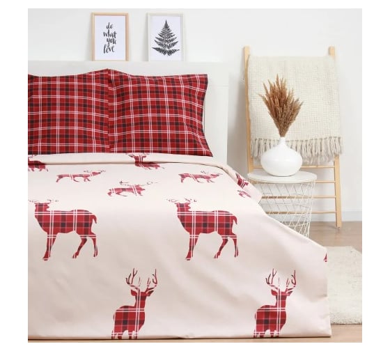 Комплект постельного белья Этель Scottish deer 1.5 сп 143х215 см, 150х214 см, 70х70 см 2 шт, поплин 125 г/кв.м 10385149 1