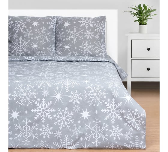Комплект постельного белья Этель 2 спальный Snowfall 175х215 см, 200х220 см, 70х70 см 2 шт, бязь 7787928