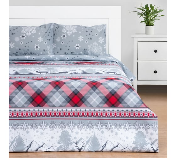 Комплект постельного белья Этель евро Snow time 200х217 см, 220х240 см, 50х70 см, 2 шт, бязь, 125 г/кв.м 7787729