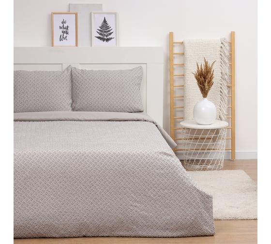 Комплект постельного белья LoveLife Tufting 2 спальный Квадрат 175х215 см, 200х230 см, 50х70 см, 2 шт, цвет серый, 110 г/кв.м 10323091 1