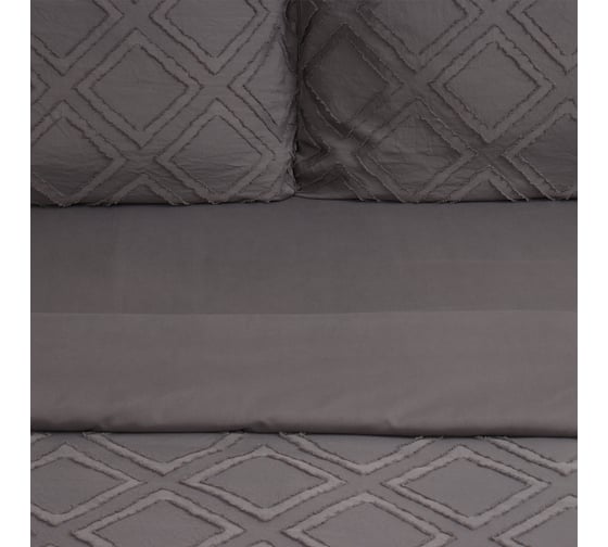 Комплект постельного белья LoveLife Tufting 1.5 спальный Ромб 143х215 см, 150х230 см, 50х70 см, 2 шт, цвет серый, 110 г/кв.м 10323067