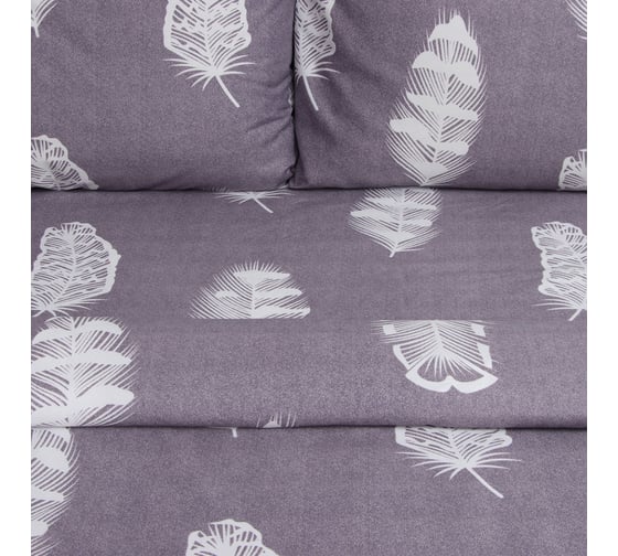 Комплект постельного белья Экономь и Я евро Feather 200х215 см, 200х215 см, 50х70 см, 2 шт, полисатин, 80 г/кв.м 10624096