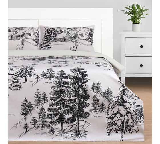 Комплект постельного белья Этель евро Winter landscape 200х217 см, 220х240 см, 50х70 см 2 шт, поплин 9823938