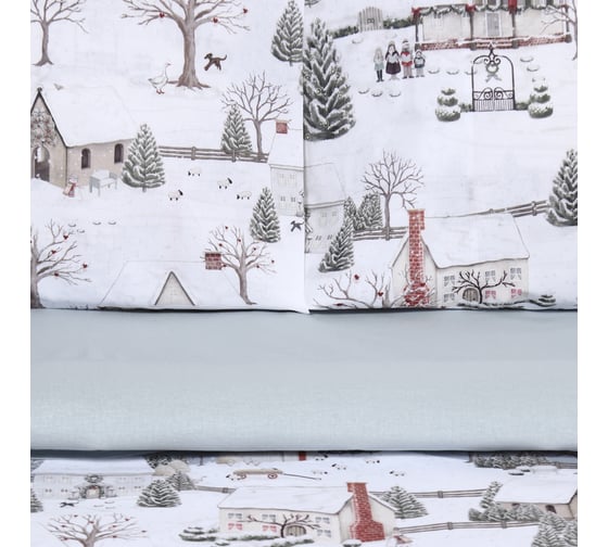 Комплект постельного белья Этель Winter countryside дуэт 143х215 см 2 шт, 220х240 см, 70х70 см 2 шт, поплин 125 г/кв.м 1038331 10383316