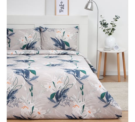 Комплект постельного белья Экономь и Я 2 спальный Ice petal 175х215 см, 180х215 см, 50х70 см, 2 шт, полисатин, 80 г/кв.м 10624077